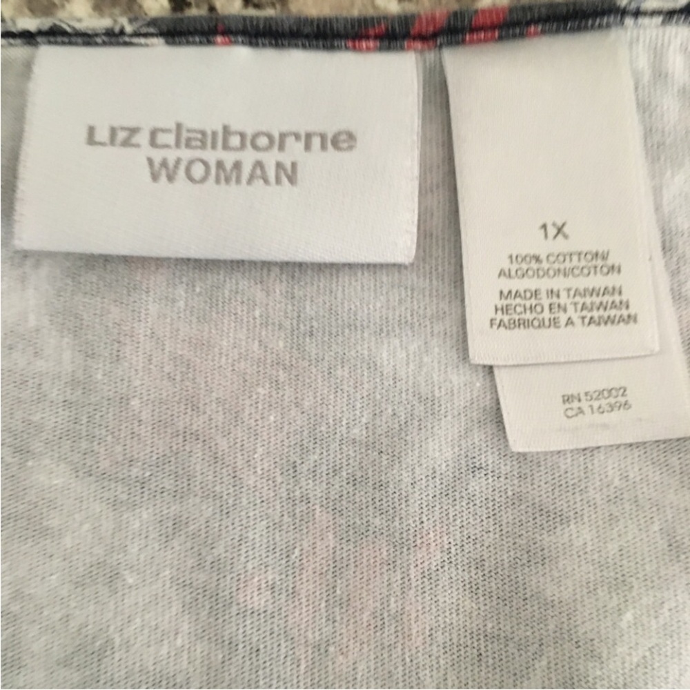Liz Claiborne tee shirt patriotic blue scoop neck stars stripes American holiday - Picture 5 of 7